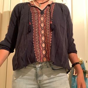 Blue blouse with tribal pattern